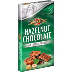   Quickbury Hozzáadott Cukor nélküli Mogyorós Tejcsokoládé tábla 75g