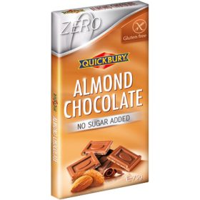   Quickbury Hozzáadott Cukor nélküli Mandulás Tejcsokoládé tábla 75g