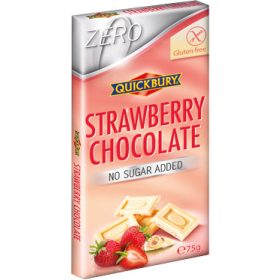   Quickbury Hozzáadott Cukor Nélküli Epres Fehér csokoládé tábla 75g