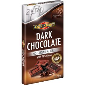   Quickbury Hozzáadott Cukor Nélküli 72% Étcsokoládé tábla 75g