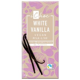   IChoc BIO Mandula olajjal készült Fehér csokoládé Bourbon Vaníliával VEGÁN80g