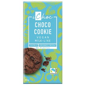   IChoc BIO Mandula olajjal készült Csokoládé Keksz darabokkal VEGÁN 80g