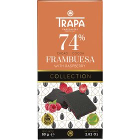   Trapa Collection 74% Málnás Étcsokoládé tábla Vegán 80g